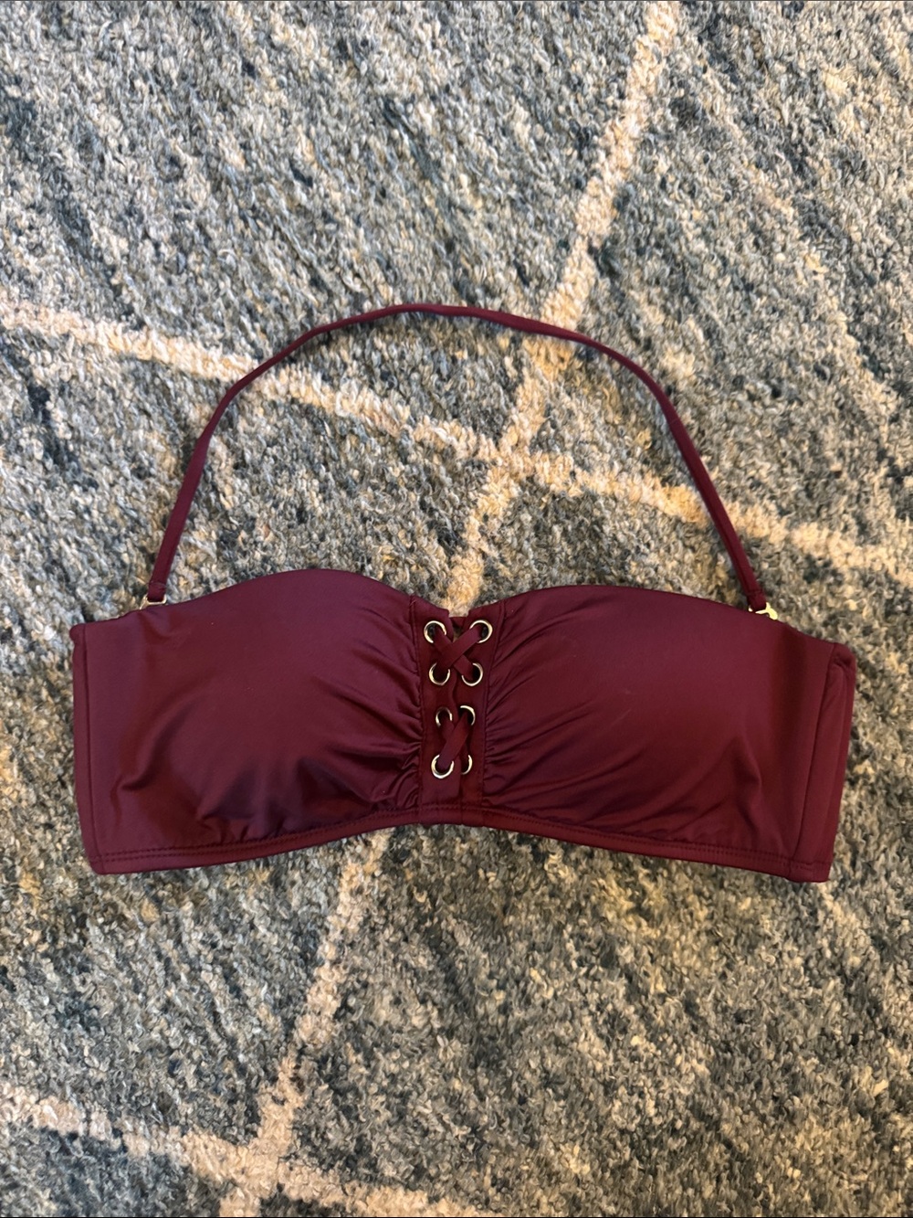 Mossimo Burgundy Lace-Up Bandeau Bikini Top